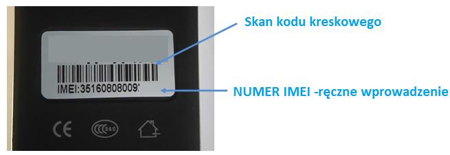 Aplikacja Mobilna 3) Następnie należy zeskanować kod kreskowy lub wpisać ręcznie IMEI urządzenia w celu dodania go