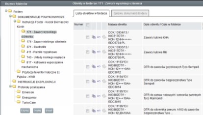 operacje grupowe. REJESTR - LISTA DOKUMENTACJI W rejestrze prezentowana jest lista obiektów (projektów, teczek, dokumentów technicznych).