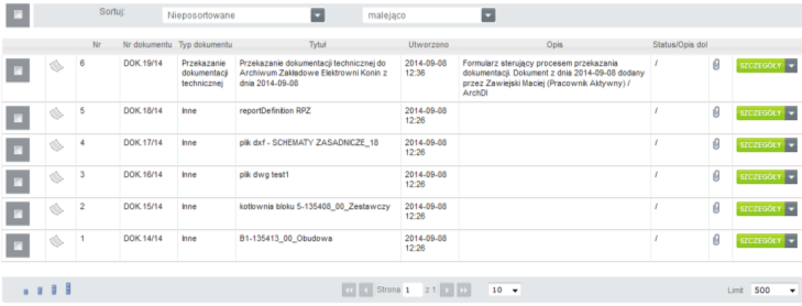 OPERACJE GRUPOWE Zaletą Repozytorium Dokumentacji Technicznej jest możliwość szybkiego zarządzania dużymi ilościami dokumentów.