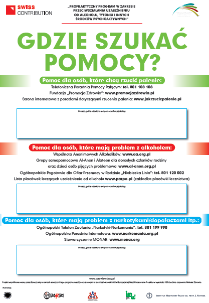 Plakat 2 Informuje, gdzie szukać pomocy dane kontaktowe ogólnopolskich instytucji