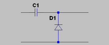V. Badanie układu odtwarzania składowej stałej 1. Zestawić układ przedstawiony na rysunku: C1 = 22 68 nf 2.