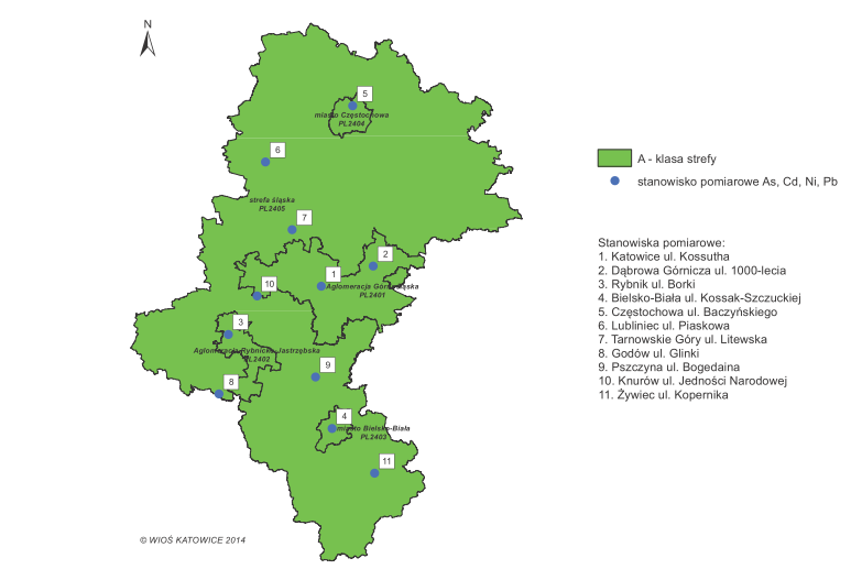 Śląskiego źródło: STAN ŚRODOWISKA W WOJEWÓDZTWIE ŚLĄSKIM W 2013 R. Rys. nr 3.9.
