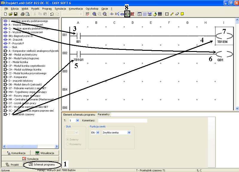 Rys. 8. Widok przekaźnika czasowego Funkcję tradycyjnego przekaźnika czasowego w programie EASY zastępuje inteligentny przekaźnik programowalny.