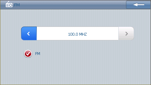 Transmiter FM Nacisnąć ikonę w głównym menu urządzenia, aby przejść do ustawień zaawansowanych transmitera FM.