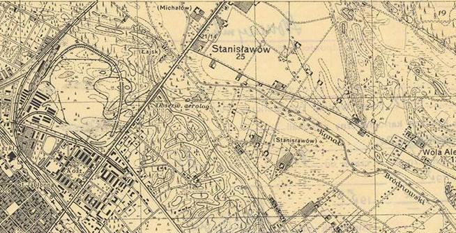 Rys. 2.4 Struktura przestrzenne wsi Stanisławów jako wsi ulicowej, według mapy WIG z 1930 r.