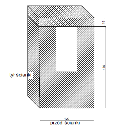 d) Sprawdzenie pionowości ścian (pomiar z dokładnością do 1mm). Nr ścianki Odchyłki przód Odchyłki tył 1-2 + 4 2 +3-2 e) sprawdzenie poziomości muru oraz ułożonego nadproża; Ścianka nr 1 Lp.