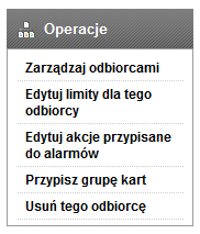 19. Limity Zarządzanie limitami jest możliwe w pakiecie "VIP". Limity można przypisywać w następujących miejscach systemu: w kartach (menu Karty).