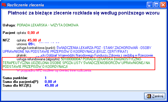 12. Prosty dostęp do ważnych funkcji wybrał usługę refundowaną: 501000000047 Porada lekarska diagnostyczno terapeutyczna udzielona osobie spoza listy świadczeniobiorców uprawnionej na podstawie