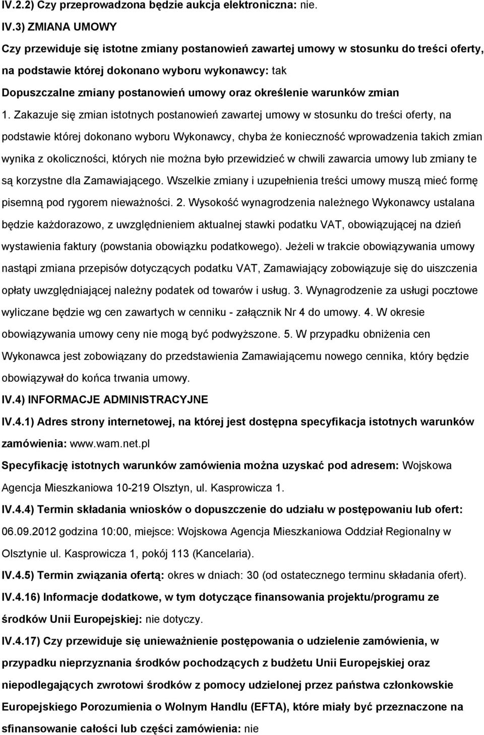 warunków zmian 1.