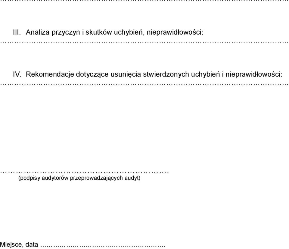 Rekomendacje dotyczące usunięcia stwierdzonych