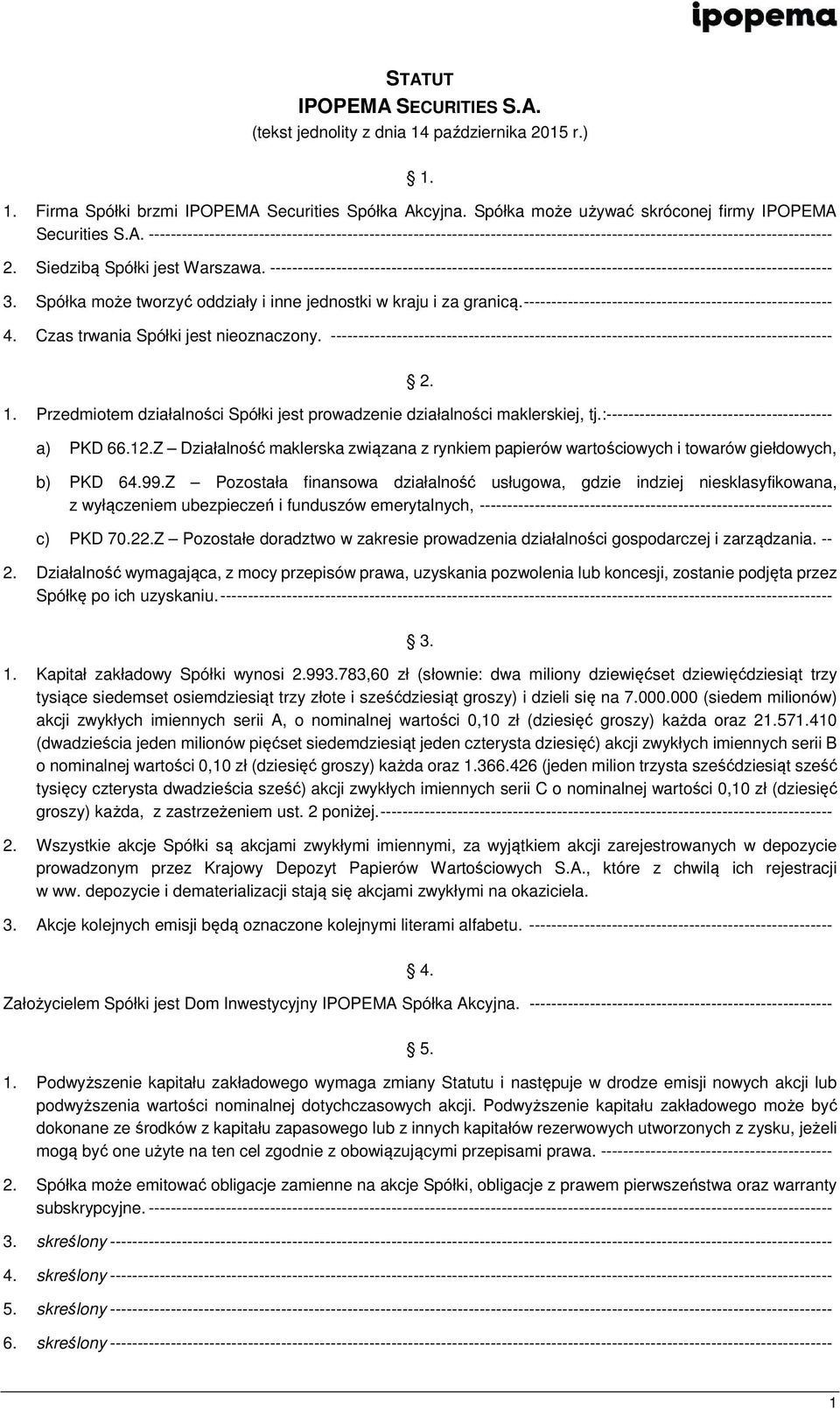 Spółka może tworzyć oddziały i inne jednostki w kraju i za granicą. -------------------------------------------------------- 4. Czas trwania Spółki jest nieoznaczony.