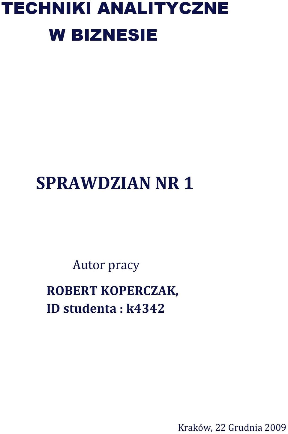 pracy ROBERT KOPERCZAK, ID