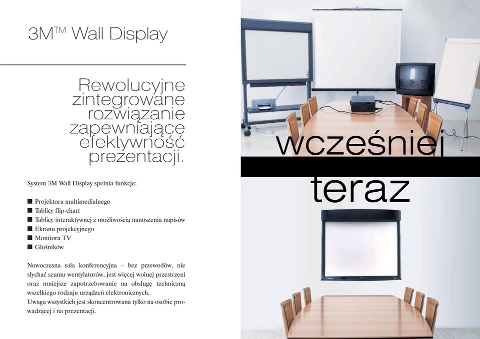 Ekranu projekcyjnego Monitora TV G oêników wczeêniej teraz Nowoczesna sala konferencyjna bez przewodów, nie s ychaç szumu wentylatorów, jest