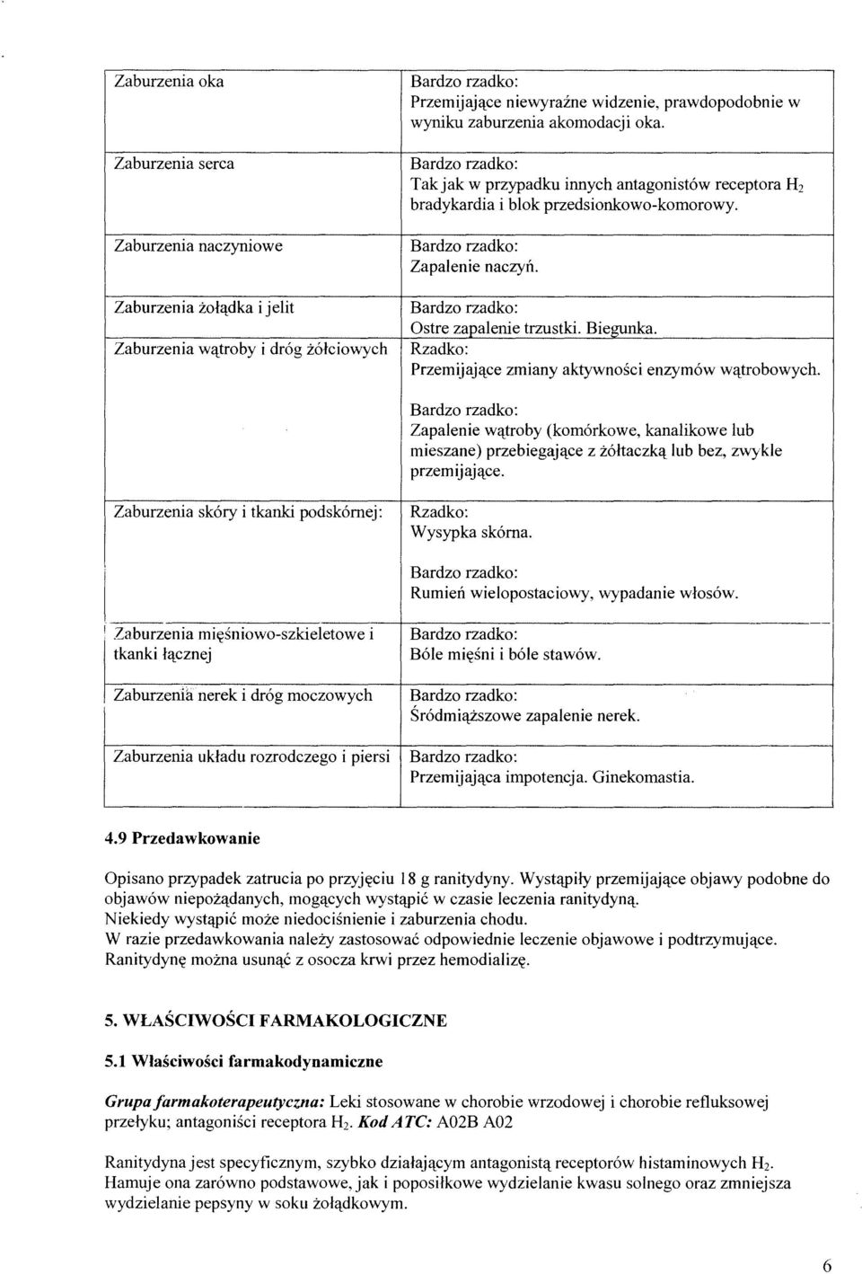 Rzadko: Przemijające zmiany aktywności enzymów wątrobowych. Zapalenie wątroby (komórkowe, kanalikowe lub mieszane) przebiegające z żółtaczką lub bez, zwykle przemijające.