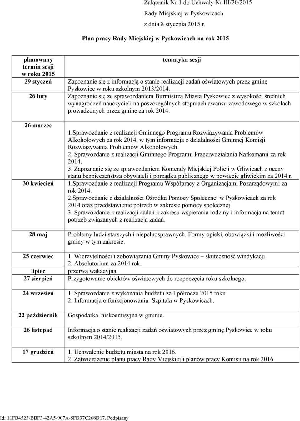 26 luty Zapoznanie się ze sprawozdaniem Burmistrza Miasta Pyskowice z wysokości średnich wynagrodzeń nauczycieli na poszczególnych stopniach awansu zawodowego w szkołach prowadzonych przez gminę za