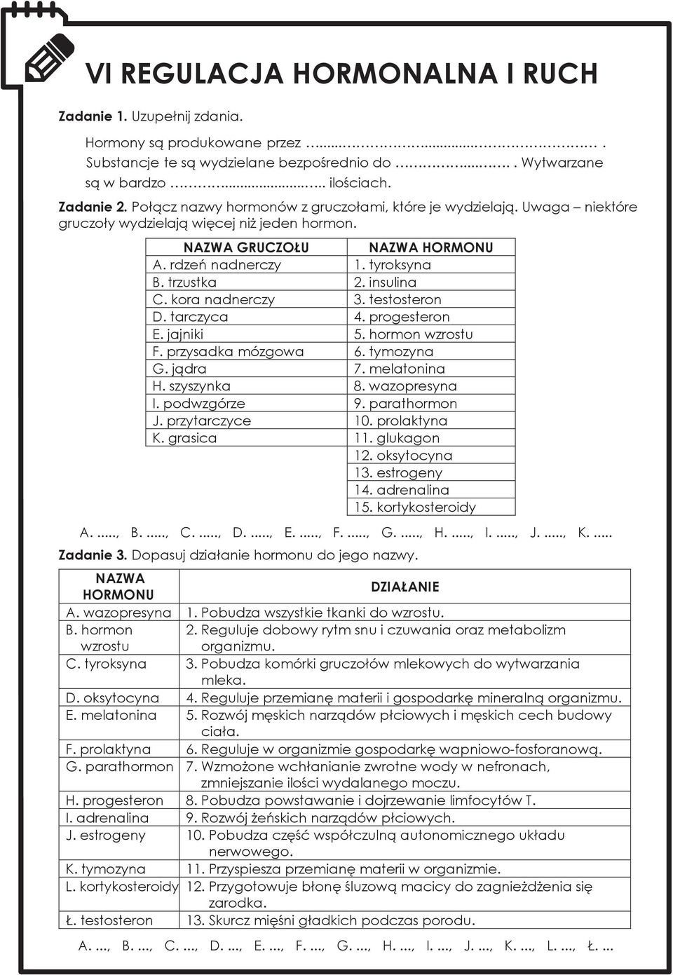 insulina C. kora nadnerczy 3. testosteron D. tarczyca 4. progesteron E. jajniki 5. hormon wzrostu F. przysadka mózgowa 6. tymozyna G. jądra 7. melatonina H. szyszynka 8. wazopresyna I. podwzgórze 9.