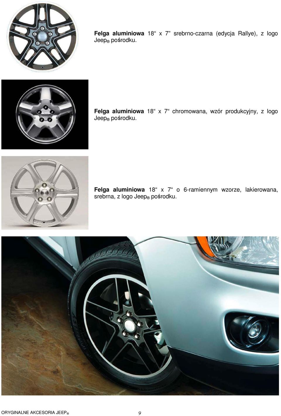 Felga aluminiowa 18 x 7 chromowana, wzór produkcyjny, z logo Jeep 
