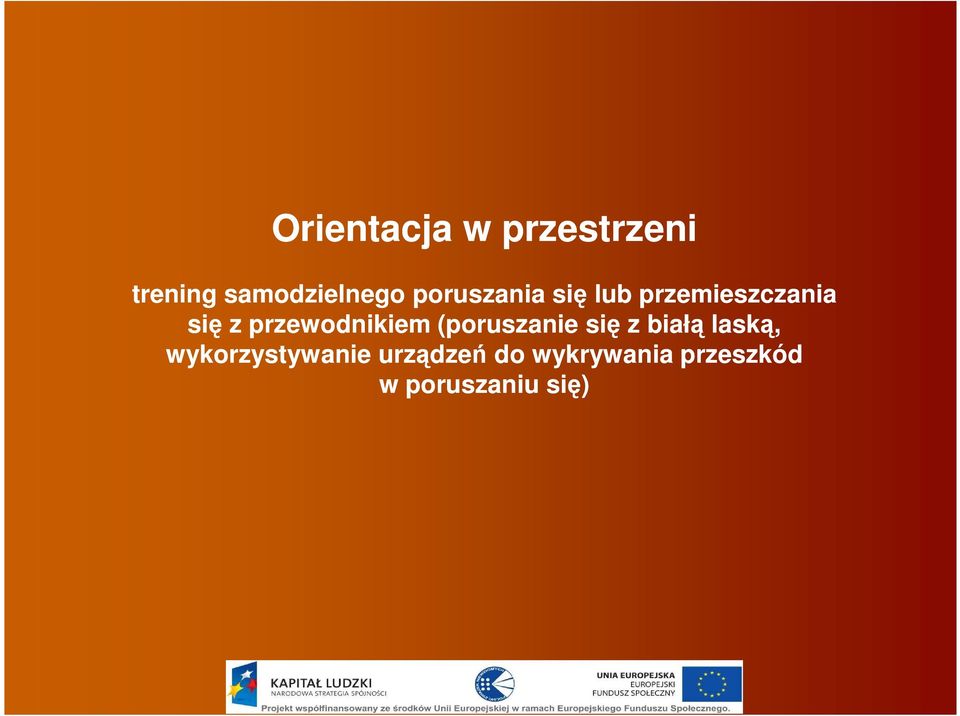 przewodnikiem (poruszanie się z białą laską,