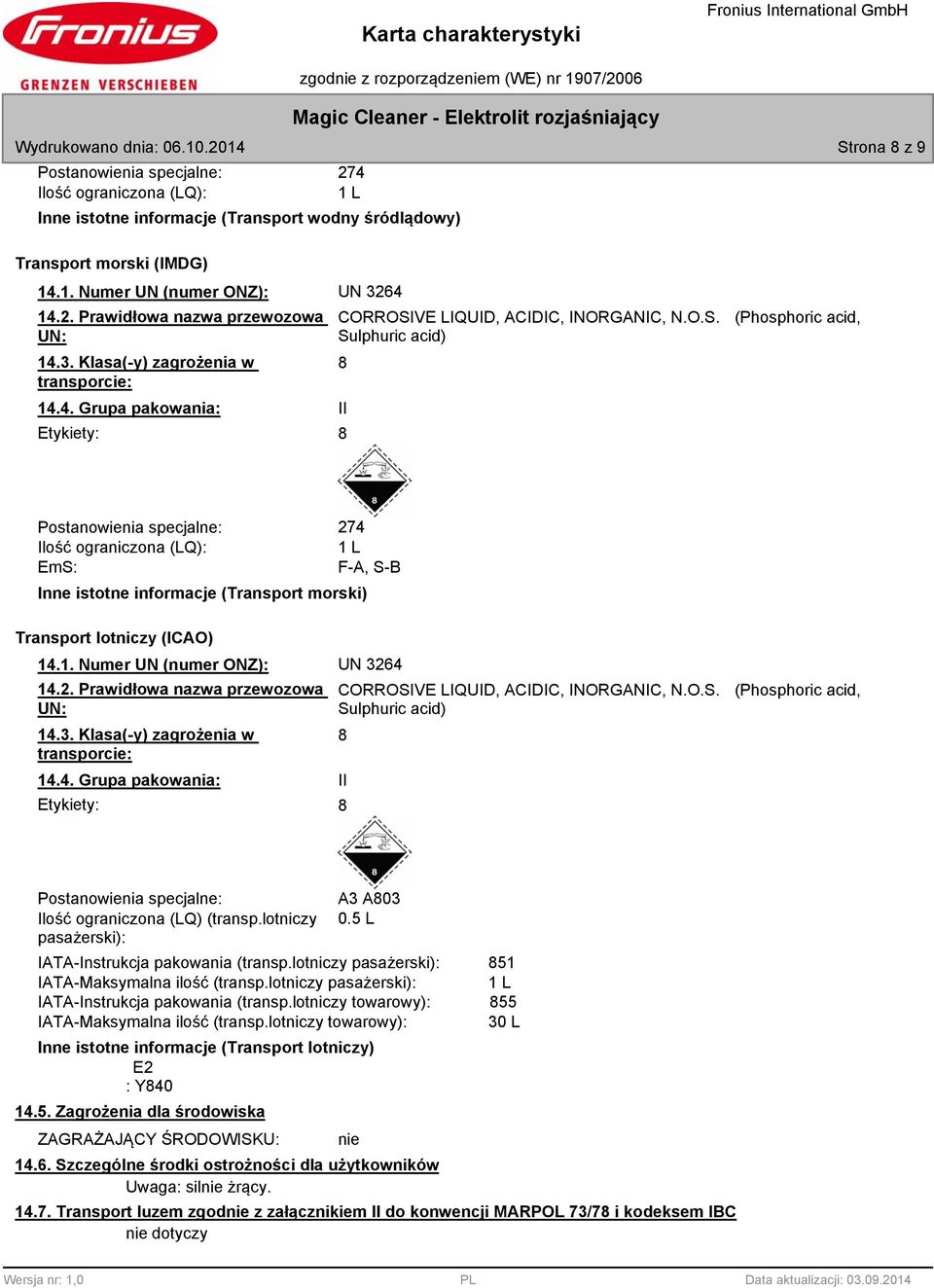 VE LIQUID, ACIDIC, INORGANIC, N.O.S.