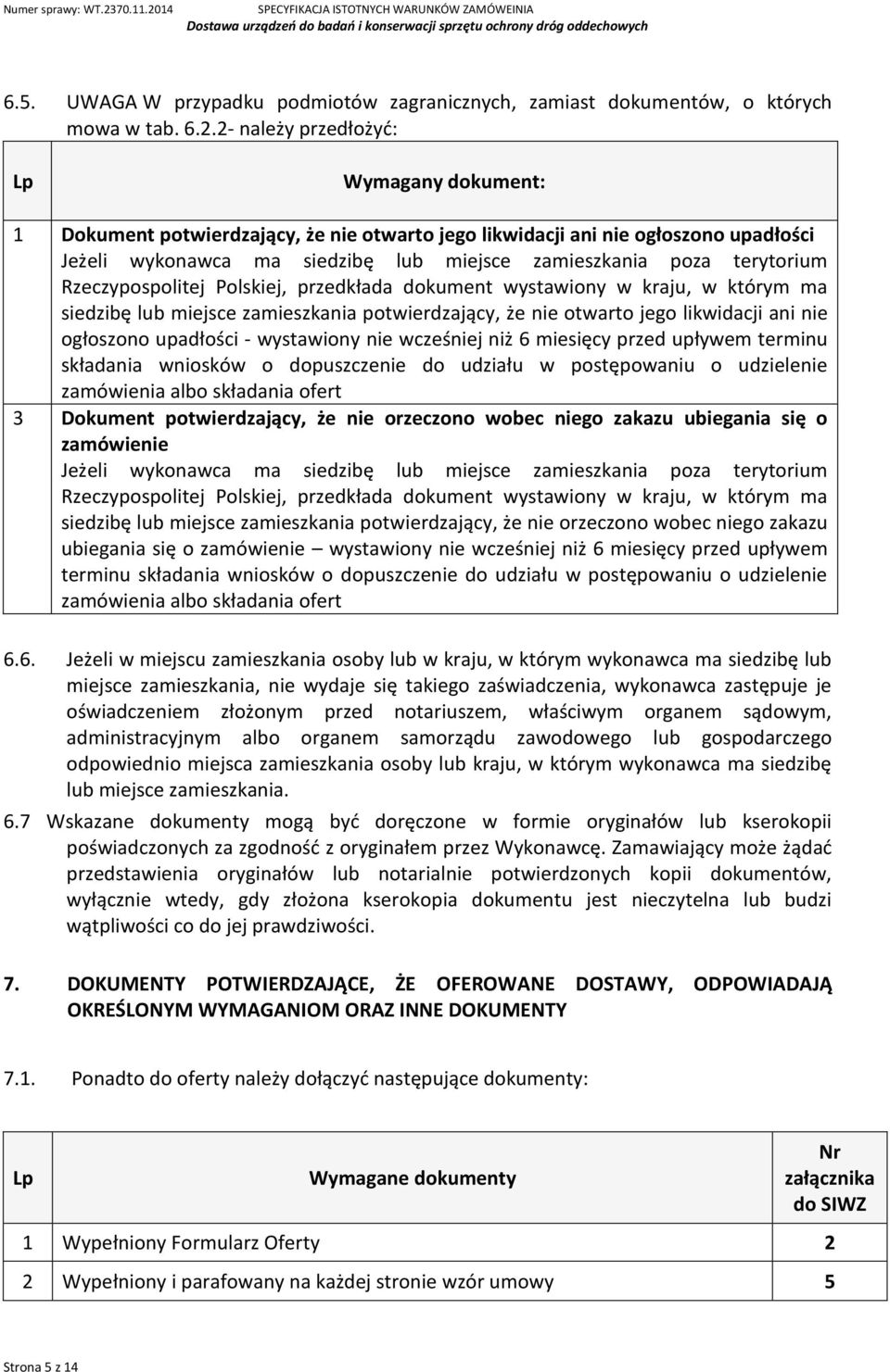 Rzeczypospolitej Polskiej, przedkłada dokument wystawiony w kraju, w którym ma siedzibę lub miejsce zamieszkania potwierdzający, że nie otwarto jego likwidacji ani nie ogłoszono upadłości -