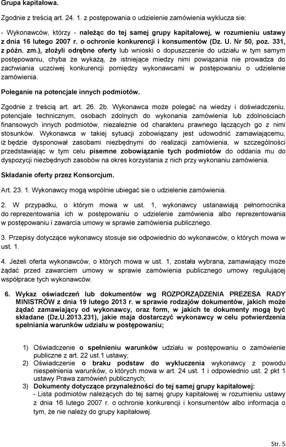 o ochronie konkurencji i konsumentów (Dz. U. Nr 50, poz. 331, z późn. zm.
