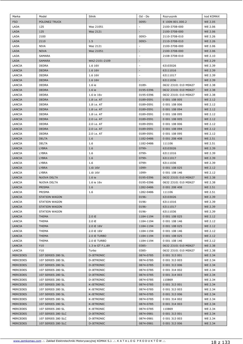 6 16V - 63103026 WE 2.39 LANCIA DEDRA 1.6 16V - 63111016 WE 2.39 LANCIA DEDRA 1.6 16V - 63111017 WE 2.39 LANCIA DEDRA 1.6 16V - 63111036 WE 2.39 LANCIA DEDRA 1.6 ie 0189-0632 23101 010 MSN27 WE 2.