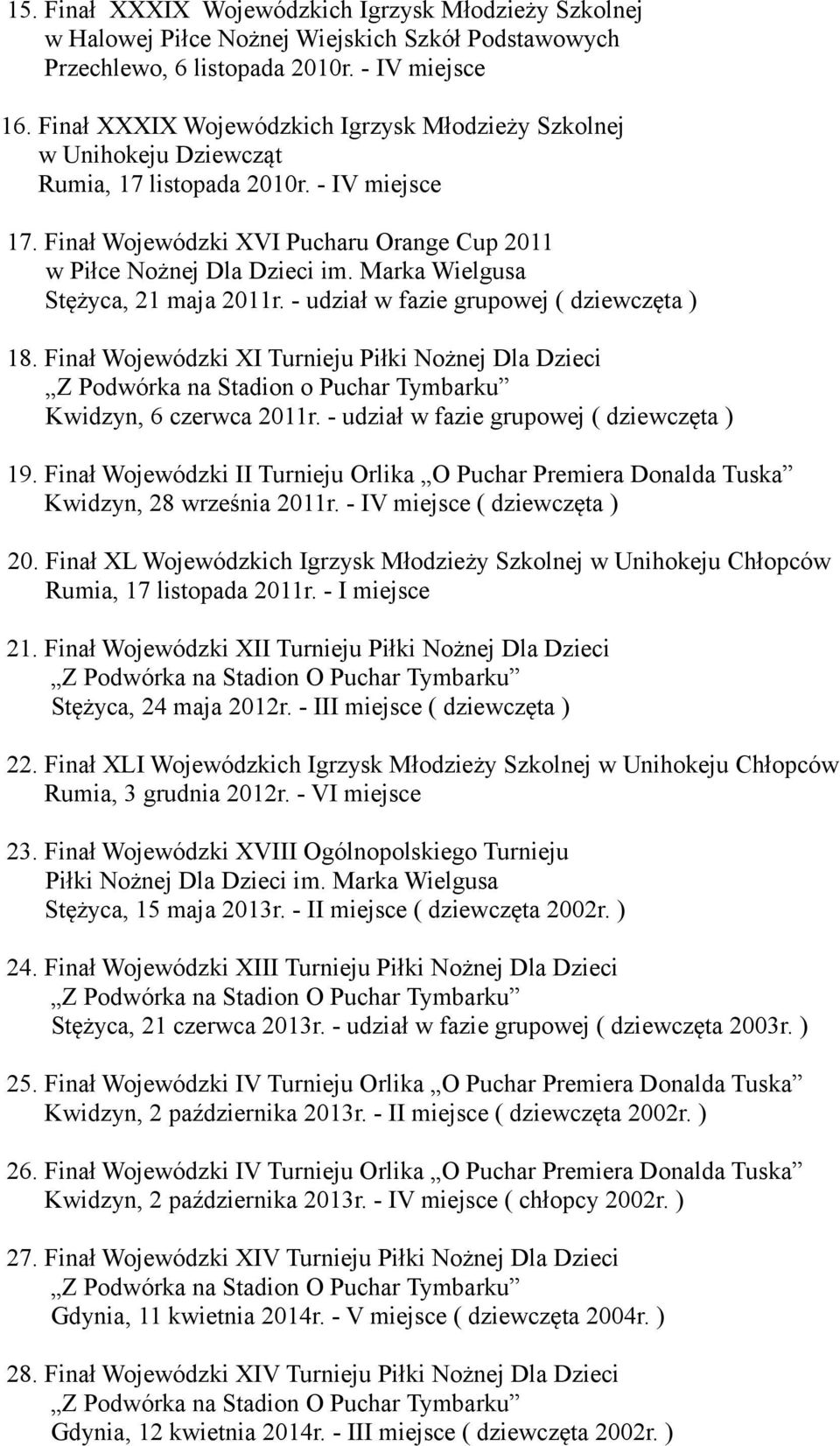 Finał Wojewódzki XVI Pucharu Orange Cup 2011 w Piłce Nożnej Dla Dzieci Stężyca, 21 maja 2011r. - udział w fazie grupowej ( dziewczęta ) 18.