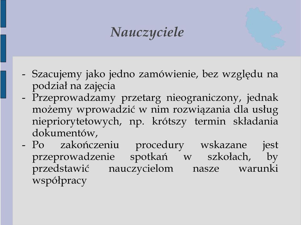 usług niepriorytetowych, np.