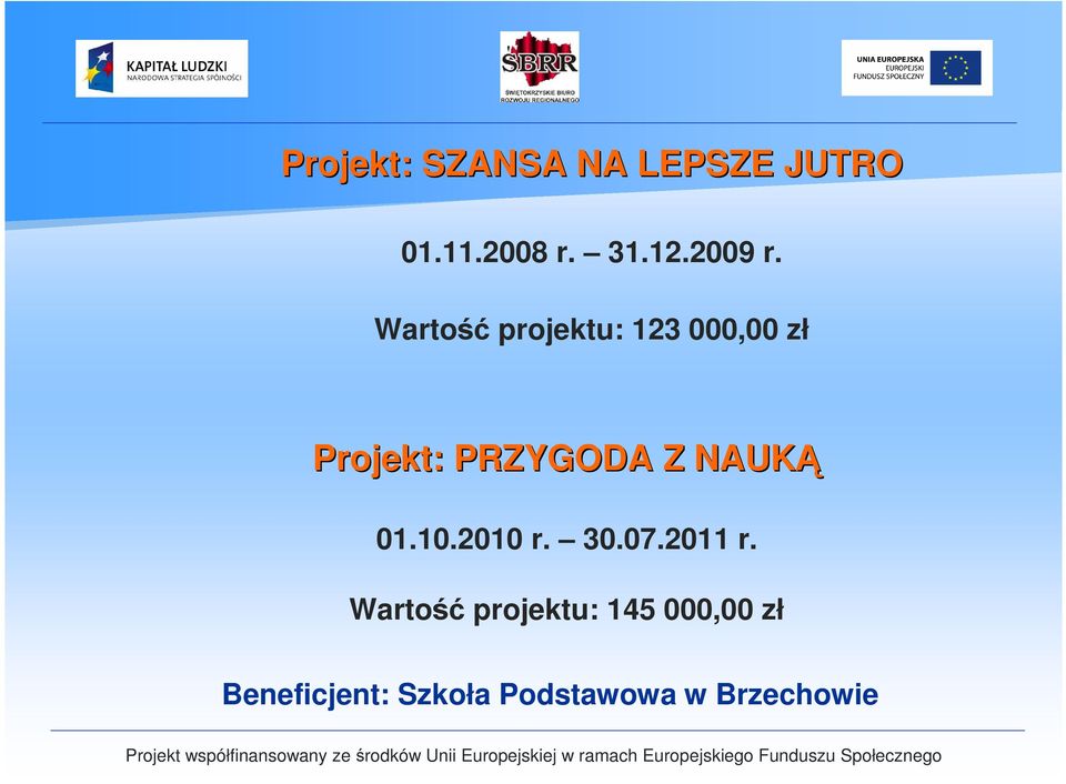 Wartość projektu: 123 000,00 zł Projekt: PRZYGODA Z