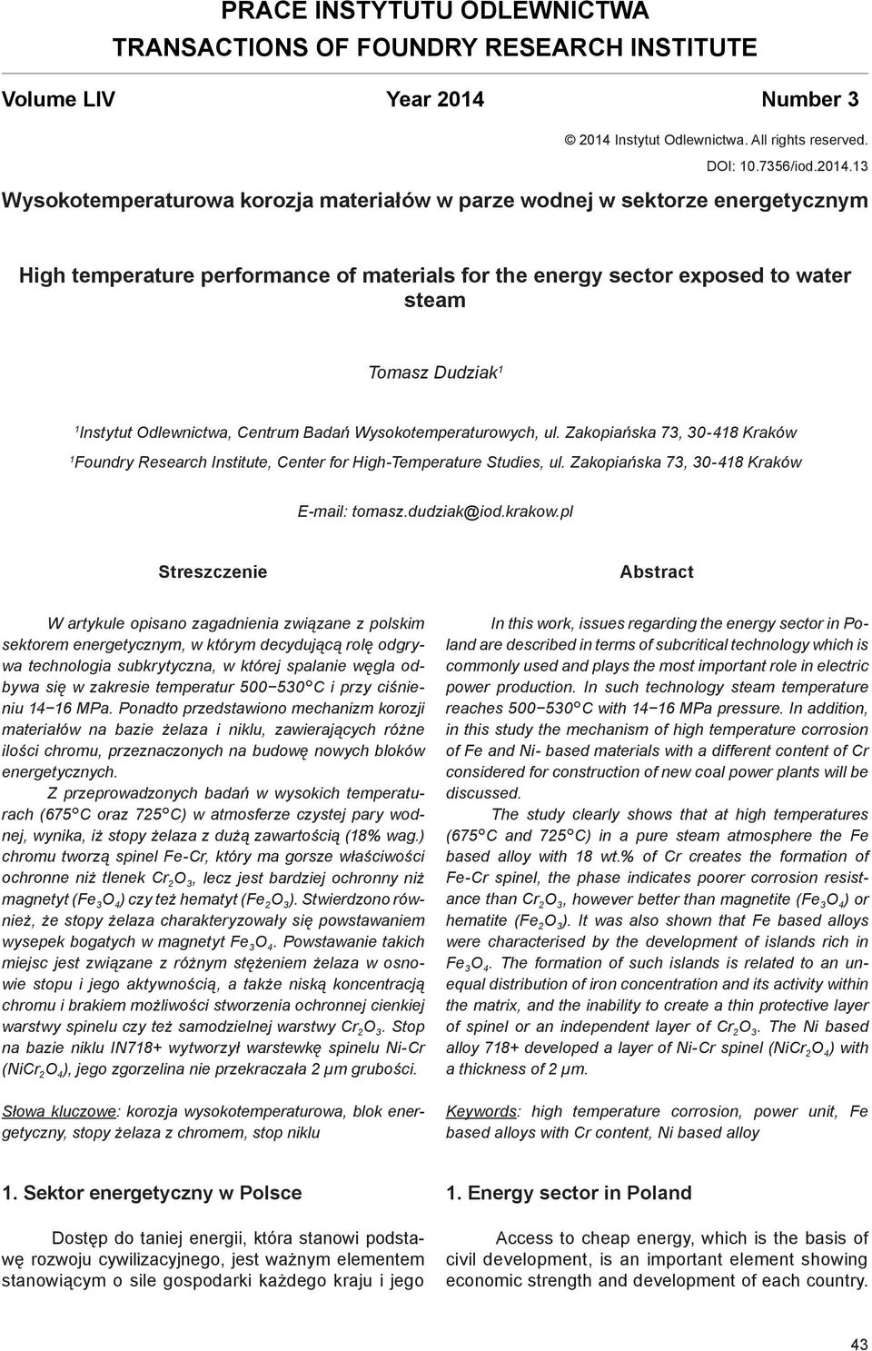 Instytut Odlewnictwa. All rights reserved. DOI: 10.7356/iod.2014.