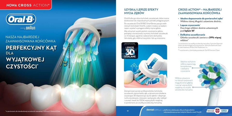 Do szczoteczki Oral-B PRO SmartSeries pasuje wiele różnych końcówek Oral-B, a zatem możesz za każdym razem uzyskać wymagane efekty mycia zębów.