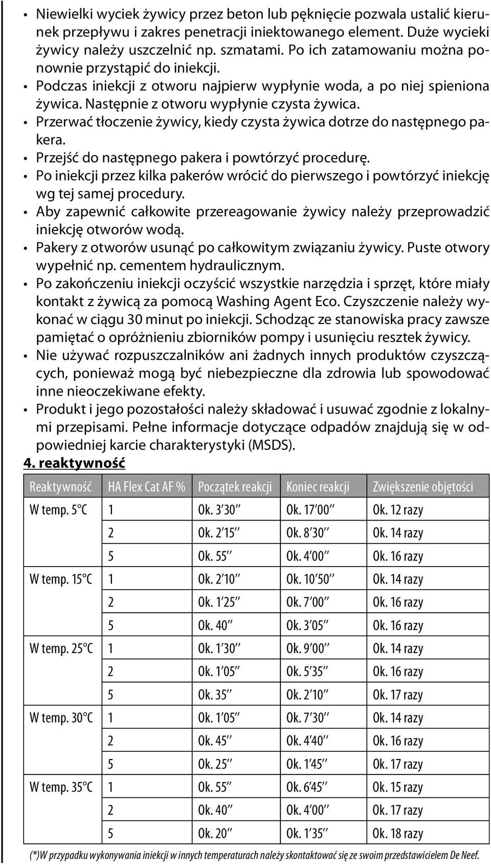 Przerwać tłoczenie żywicy, kiedy czysta żywica dotrze do następnego pakera. Przejść do następnego pakera i powtórzyć procedurę.