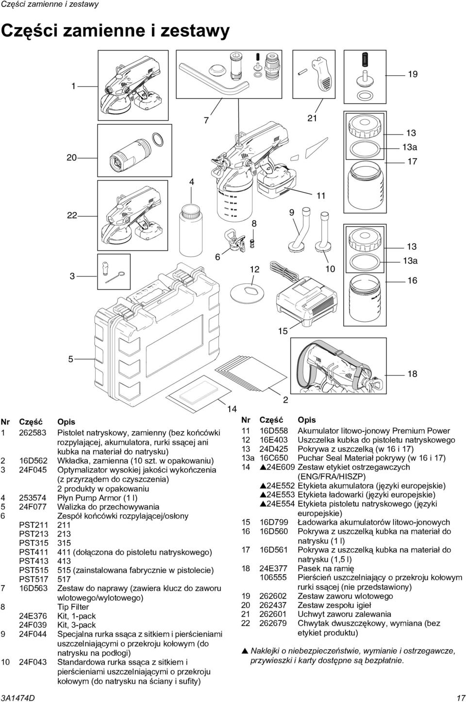 w opakowaniu) 3 24F045 Optymalizator wysokiej jakoœci wykoñczenia (z przyrz¹dem do czyszczenia) 2 produkty w opakowaniu 4 253574 P³yn Pump Armor (1 l) 5 24F077 Walizka do przechowywania 6 Zespó³