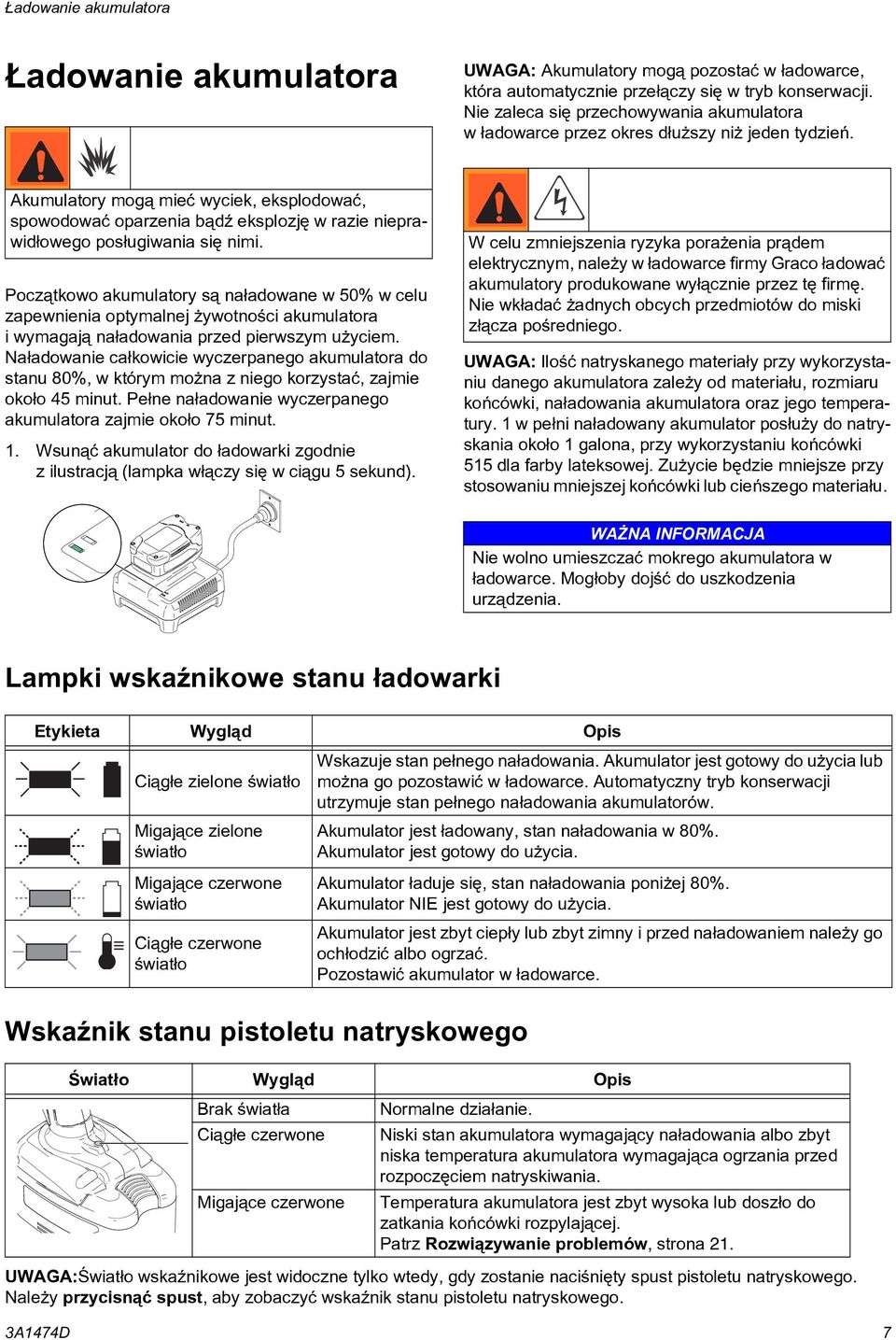 Akumulatory mog¹ mieæ wyciek, eksplodowaæ, spowodowaæ oparzenia b¹dÿ eksplozjê w razie nieprawid³owego pos³ugiwania siê nimi.
