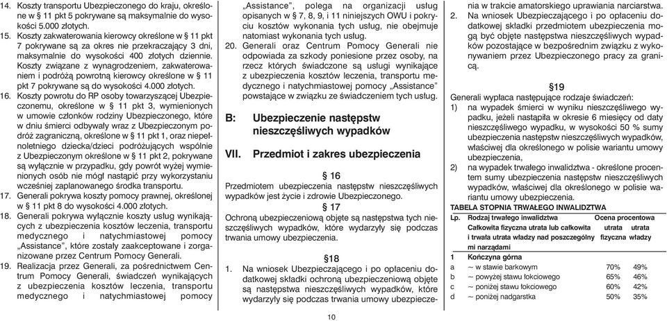 Kosz ty zwià za ne z wy na gro dze niem, za kwa te ro wa - niem i po dró à po wrot nà kie row cy okre Êlo ne w 11 pkt 7 po kry wa ne sà do wy so ko Êci 4.000 z o tych. 16.