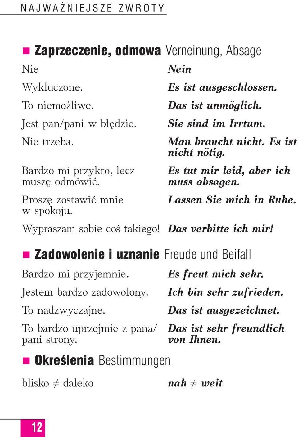 Lassen Sie mich in Ruhe. Wypraszam sobie coê takiego! Das verbitte ich mir! Zadowolenie i uznanie Freude und Beifall Bardzo mi przyjemnie. Jestem bardzo zadowolony.