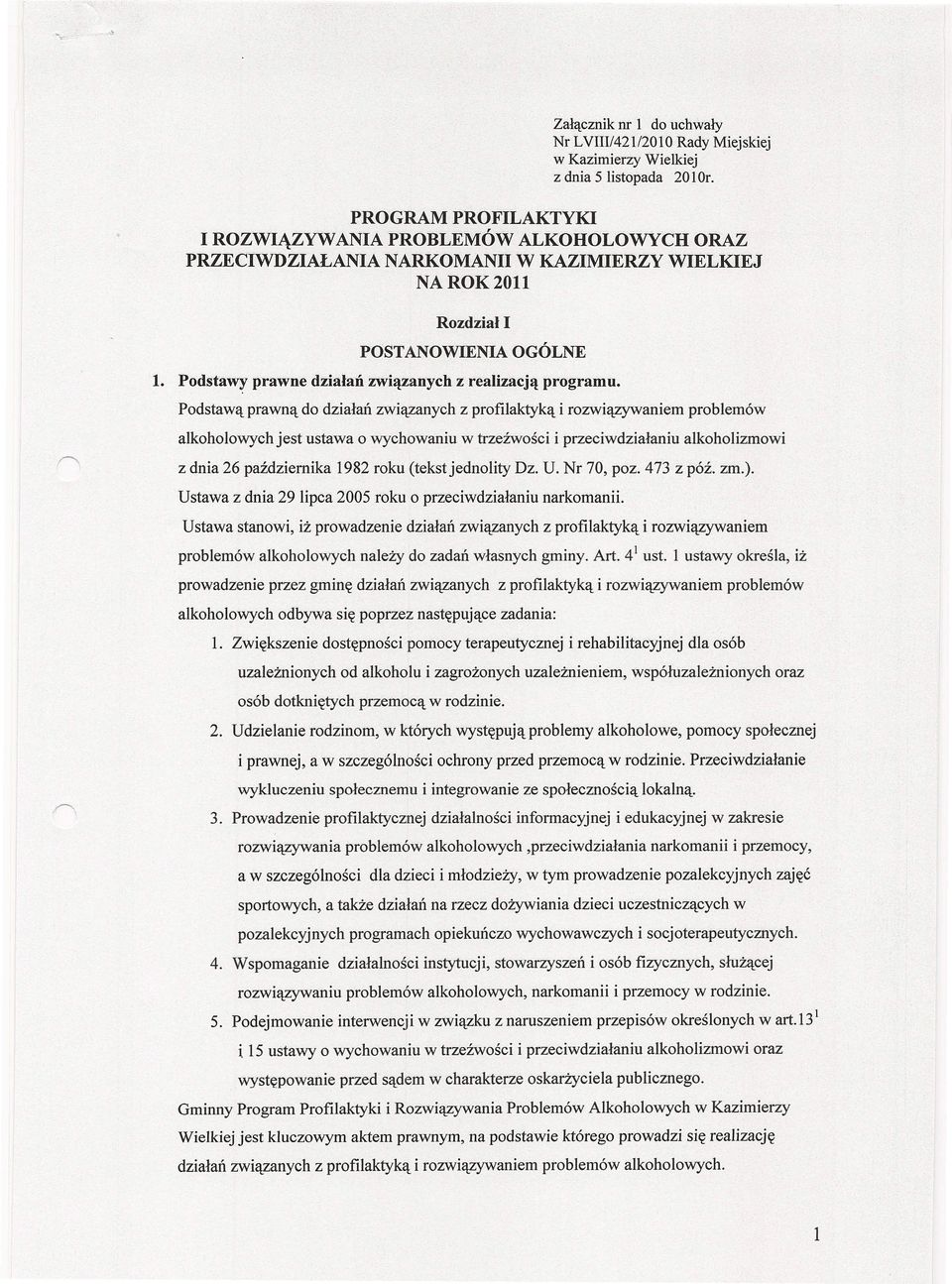 Podstawy prawne działań związanych z realizacją programu.