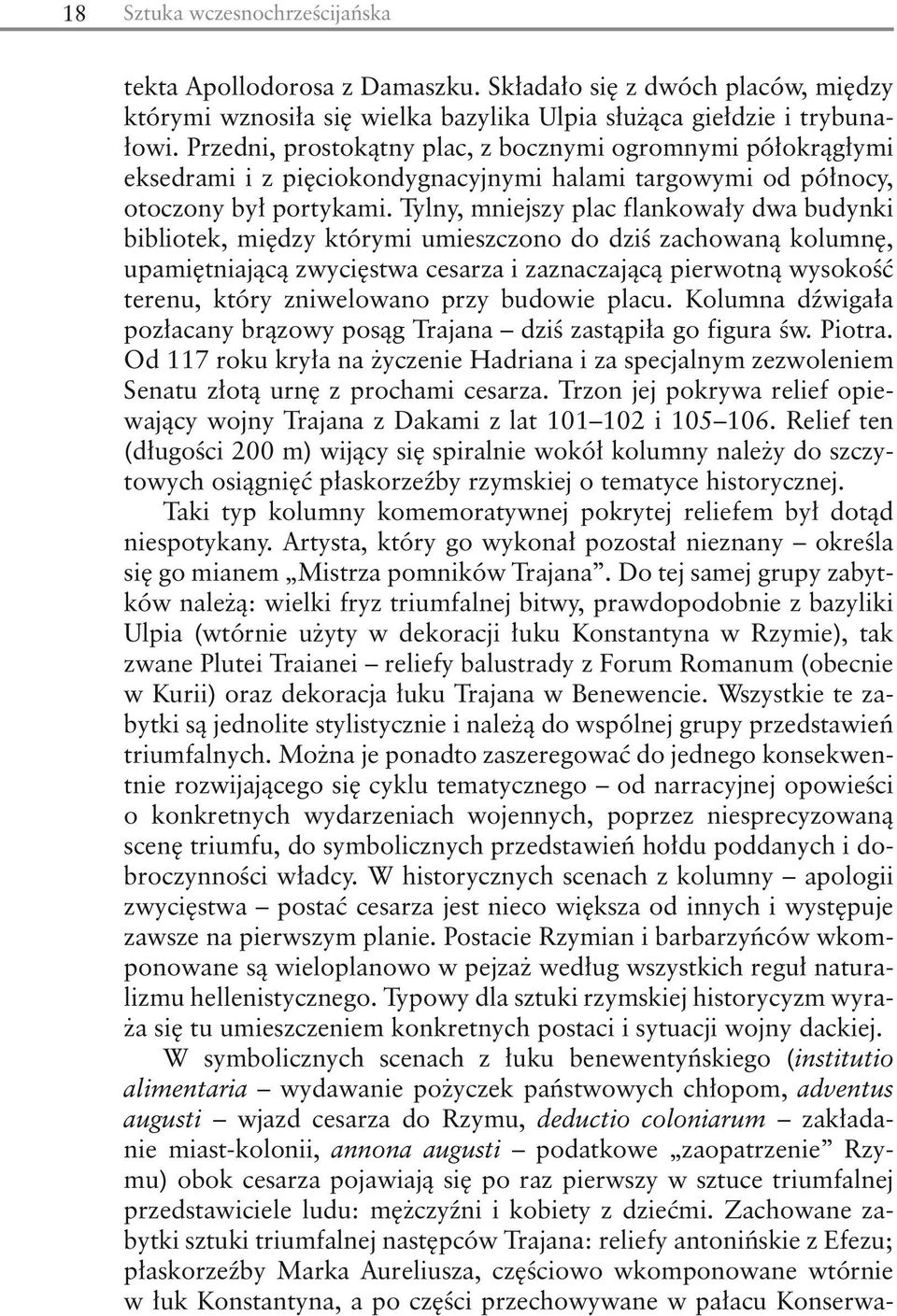 Tylny, mniejszy plac flankowały dwa budynki bibliotek, między którymi umieszczono do dziś zachowaną kolumnę, upamiętniającą zwycięstwa cesarza i zaznaczającą pierwotną wysokość terenu, który