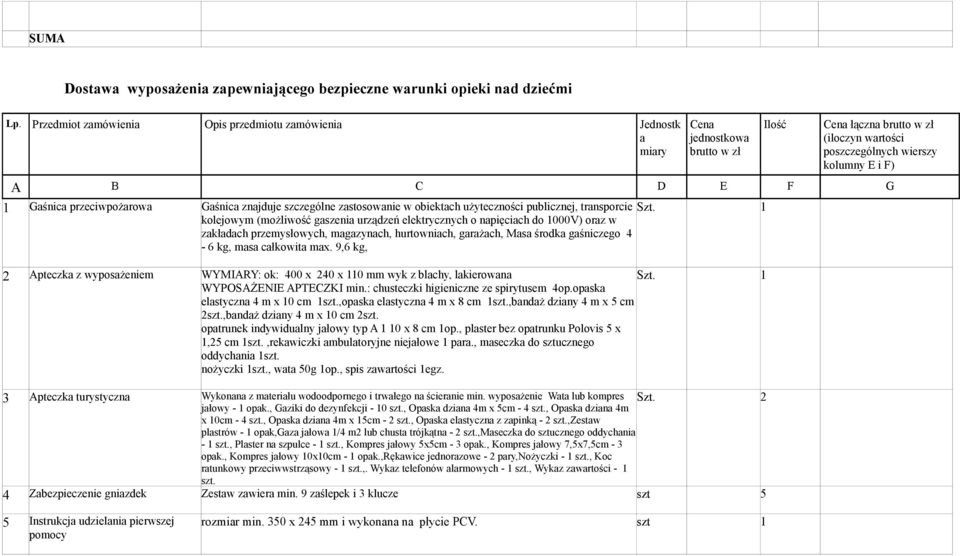 1 kolejowym (możliwość gaszenia urządzeń elektrycznych o napięciach do 1000V) oraz w zakładach przemysłowych, magazynach, hurtowniach, garażach, Masa środka gaśniczego 4-6 kg, masa całkowita max.