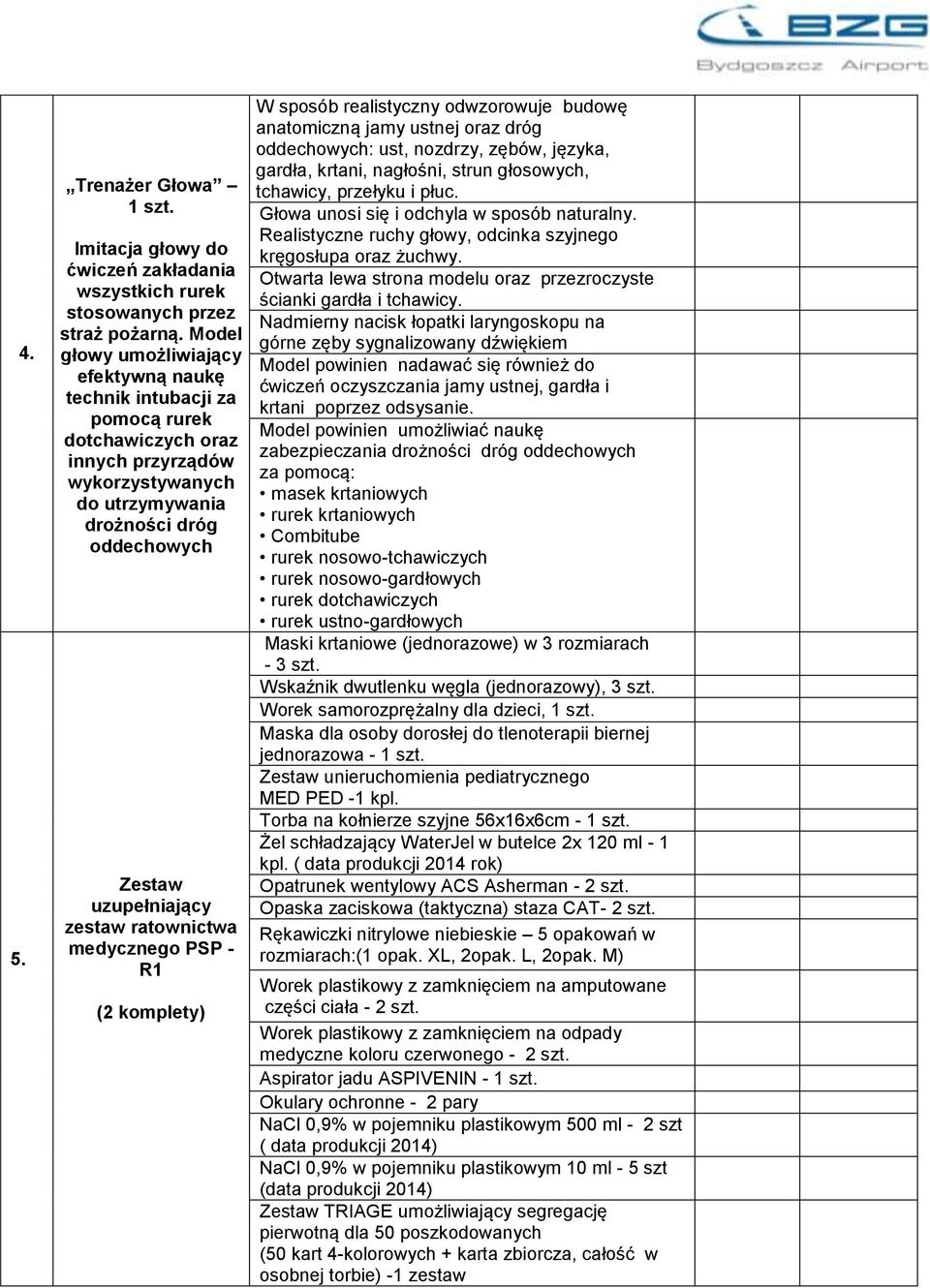 zestaw ratownictwa medycznego PSP - R1 (2 komplety) W sposób realistyczny odwzorowuje budowę anatomiczną jamy ustnej oraz dróg oddechowych: ust, nozdrzy, zębów, języka, gardła, krtani, nagłośni,