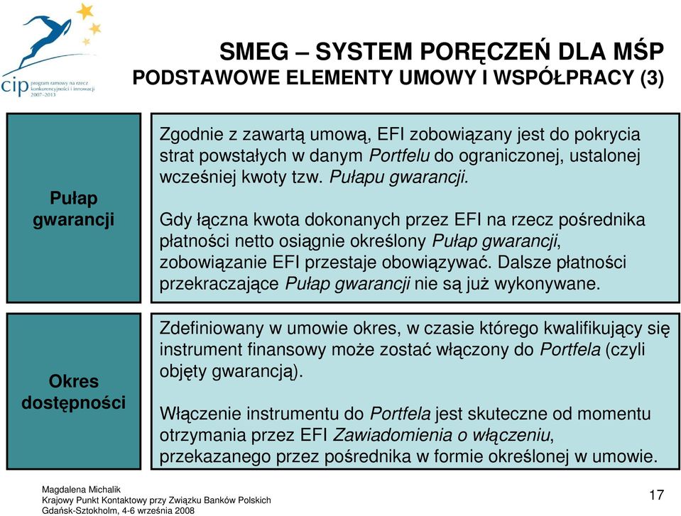 Gdy łączna kwota dokonanych przez EFI na rzecz pośrednika płatności netto osiągnie określony Pułap gwarancji, zobowiązanie EFI przestaje obowiązywać.