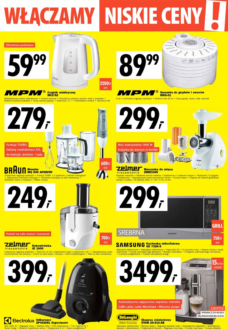 warzywa 279, 299, Funkcja TURBO Szklany rozdrabniacz XXL do koktajli, drinków i lodu Blender MQ 545 APERITIF 2-stopniowa regulacja prędkości Funkcja TURBO 2 pojemniki z ostrzem miksującym Zdejmowana