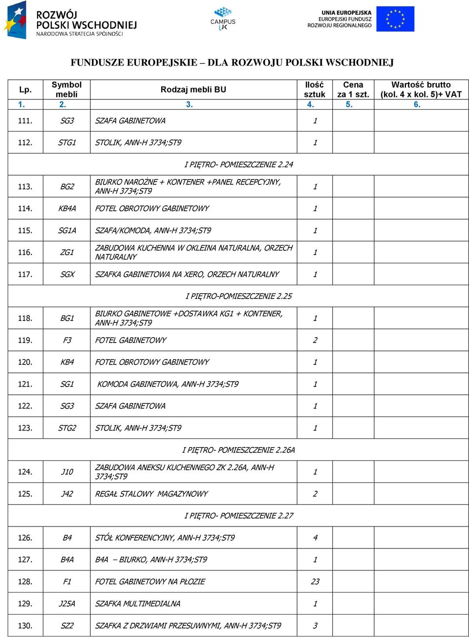 25 8. BG BIURKO GABINETOWE +DOSTAWKA KG + KONTENER, ANN-H 9. F3 FOTEL GABINETOWY 2 20. KB4 FOTEL OBROTOWY GABINETOWY 2. SG KOMODA GABINETOWA, ANN-H 22. SG3 SZAFA GABINETOWA 23.