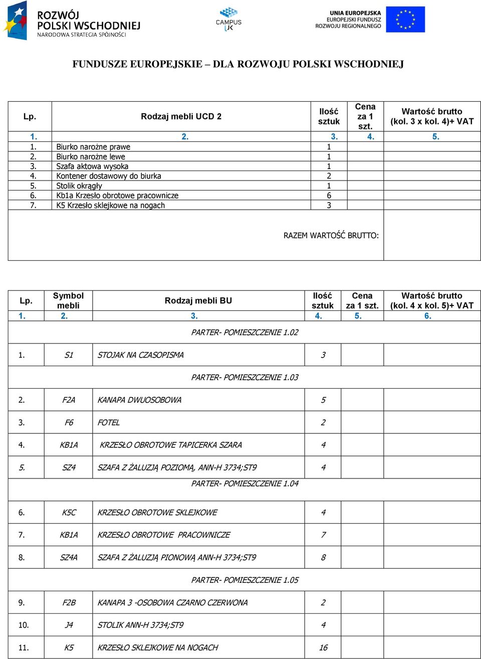 S STOJAK NA CZASOPISMA 3 PARTER- POMIESZCZENIE.03 2. F2A KANAPA DWUOSOBOWA 5 3. F6 FOTEL 2 4. KBA KRZESŁO OBROTOWE TAPICERKA SZARA 4 5. SZ4 SZAFA Z ŻALUZJĄ POZIOMĄ, ANN-H 4 PARTER- POMIESZCZENIE.04 6.