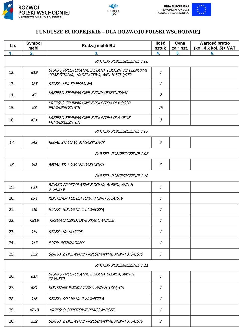 K3A KRZESŁO SEMINARYJNE Z PULPITEM DLA OSÓB PRAWORĘCZNYCH PARTER- POMIESZCZENIE.07 3 7. J42 REGAŁ STALOWY MAGAZYNOWY 3 PARTER- POMIESZCZENIE.08 8. J42 REGAŁ STALOWY MAGAZYNOWY 3 PARTER- POMIESZCZENIE.0 9.