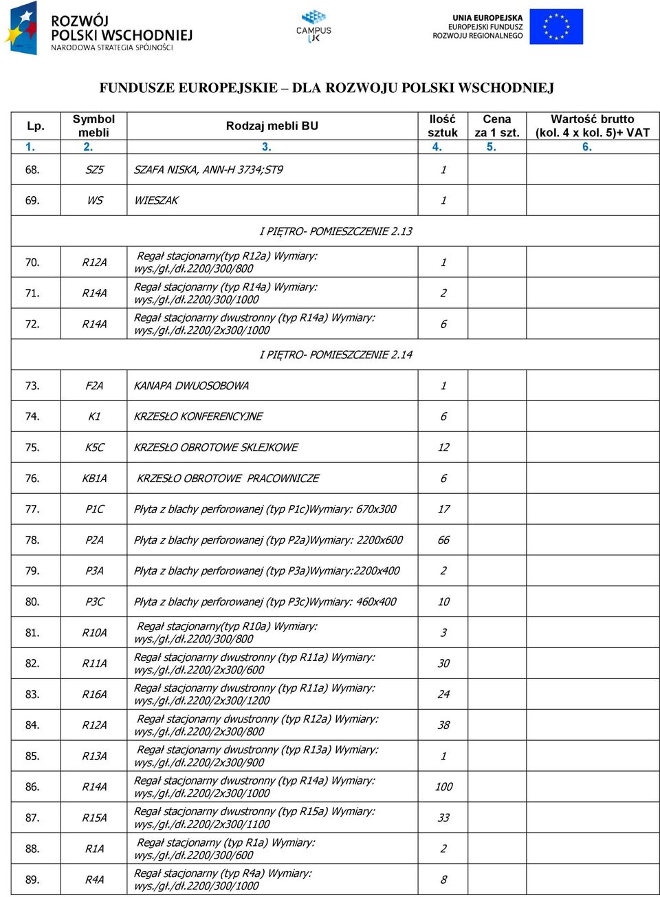 F2A KANAPA DWUOSOBOWA 74. K KRZESŁO KONFERENCYJNE 6 75. K5C KRZESŁO OBROTOWE SKLEJKOWE 2 76. KBA KRZESŁO OBROTOWE PRACOWNICZE 6 77. PC Płyta z blachy perforowanej (typ Pc)Wymiary: 670x300 7 78.