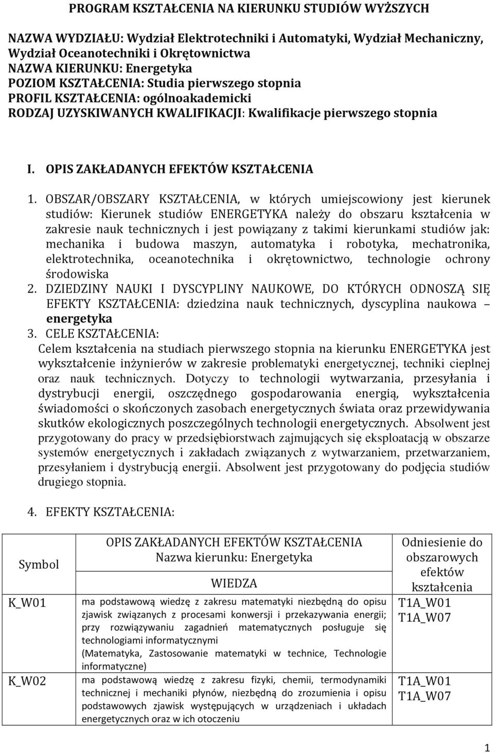 OBSZAR/OBSZARY KSZTAŁCENIA, w których umiejscowiony jest kierunek studiów: Kierunek studiów ENERGETYKA należy do obszaru kształcenia w zakresie nauk technicznych i jest powiązany z takimi kierunkami