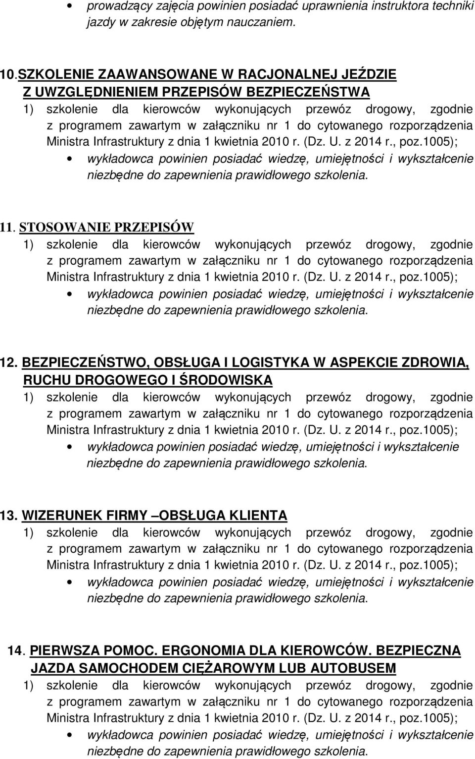 STOSOWANIE PRZEPISÓW 12.
