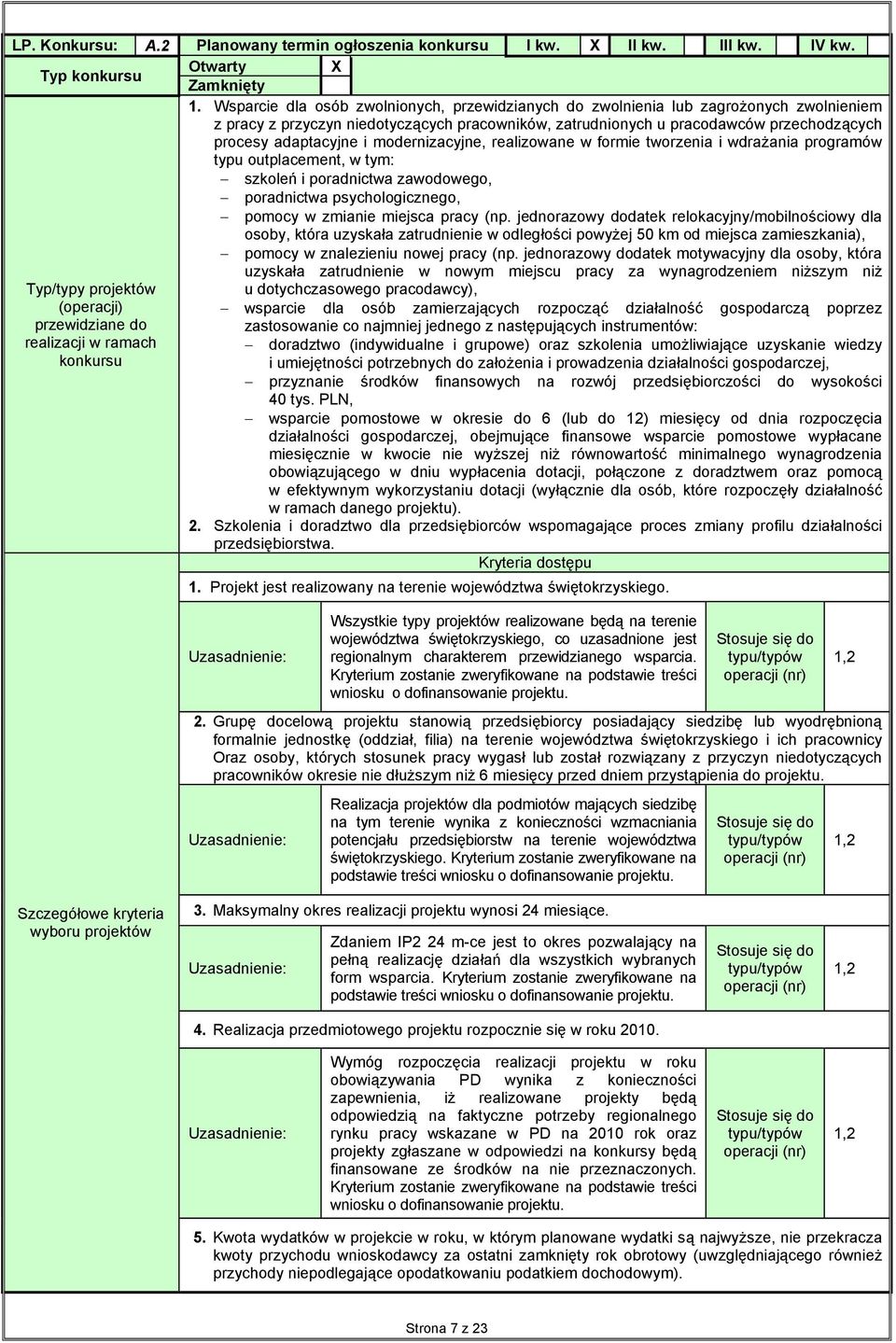 modernizacyjne, realizowane w formie tworzenia i wdrażania programów typu outplacement, w tym: szkoleń i poradnictwa zawowego, poradnictwa psychologicznego, pomocy w zmianie miejsca pracy (np.