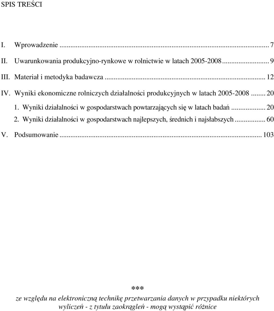 Wyniki działalności w gospodarstwach powtarzających się w latach badań... 20 2.